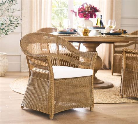 pottery barn rattan chair|Bellevue Rattan Dining Armchair